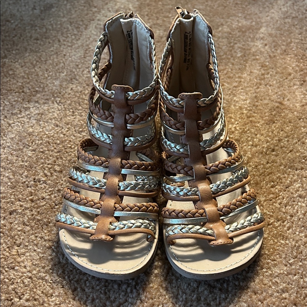 Rachel Zoe Kids Tan and Silver Gladiator Sandals